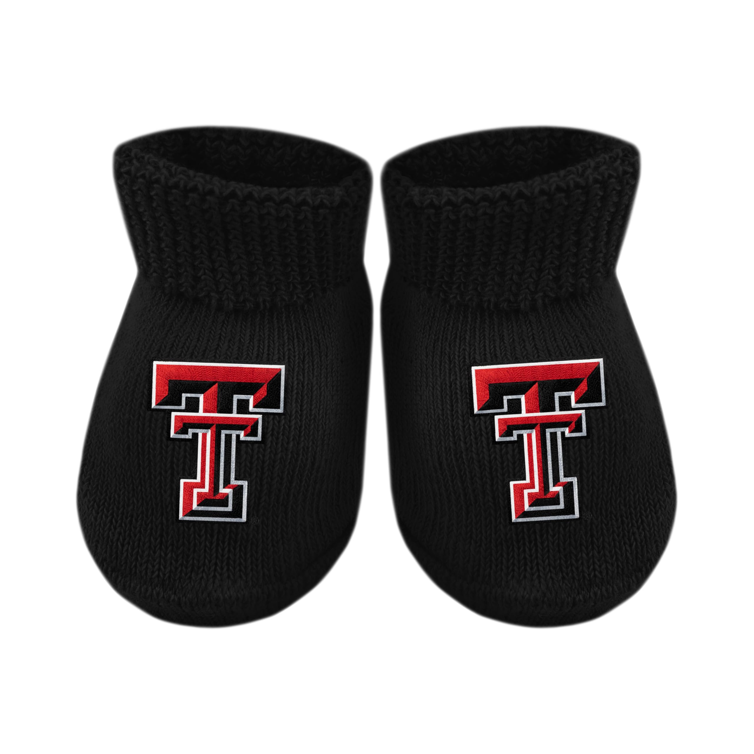 Creative Knitwear College Baby NCAA Officially Licensed Baby Bootie Sock - Texas Tech Red Raiders Logo - Black - Newborn - 6 Months
