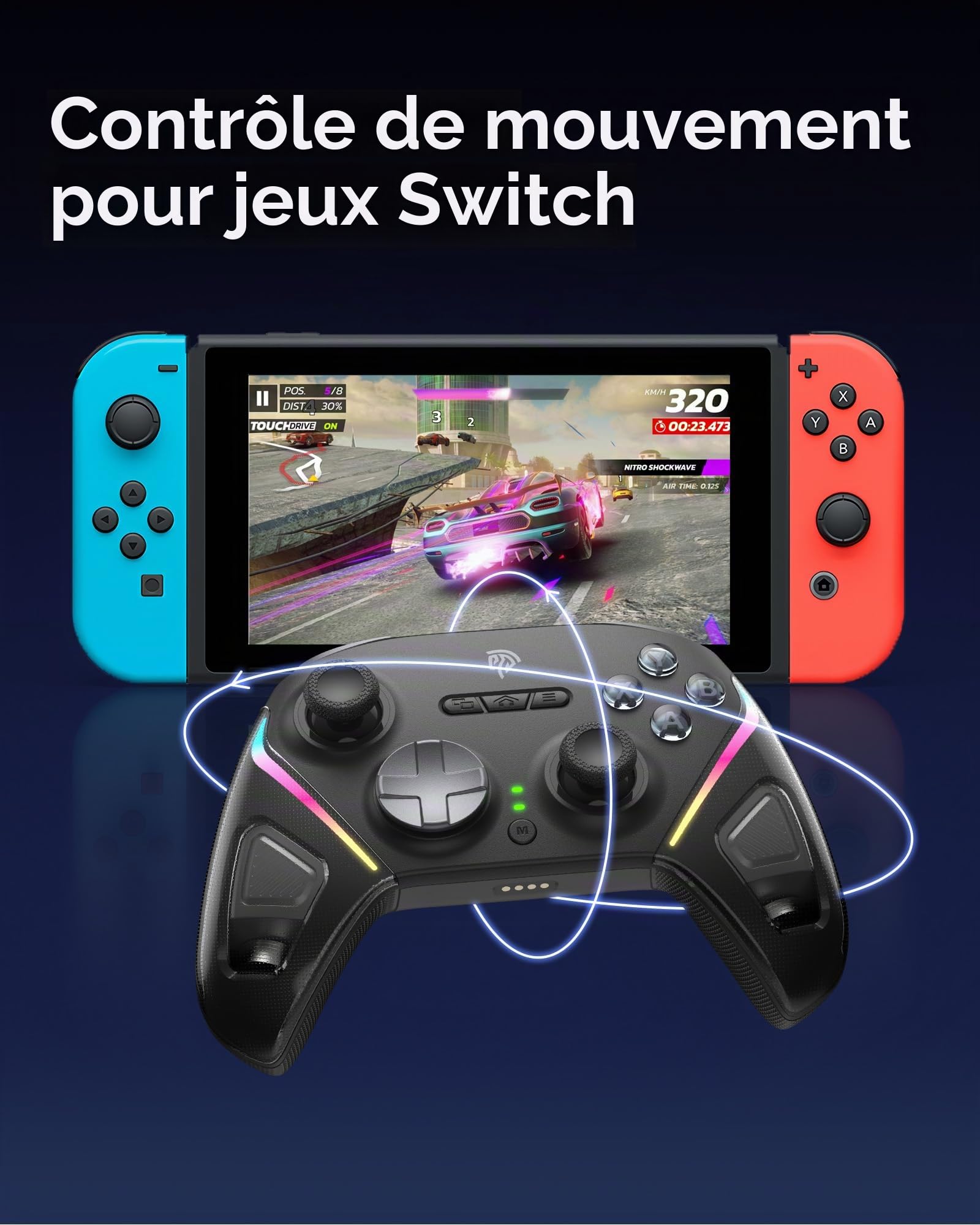 EasySMX Manette PC sans Fil, Contrôleurs Switch 2 avec RGB, Noir Jaune