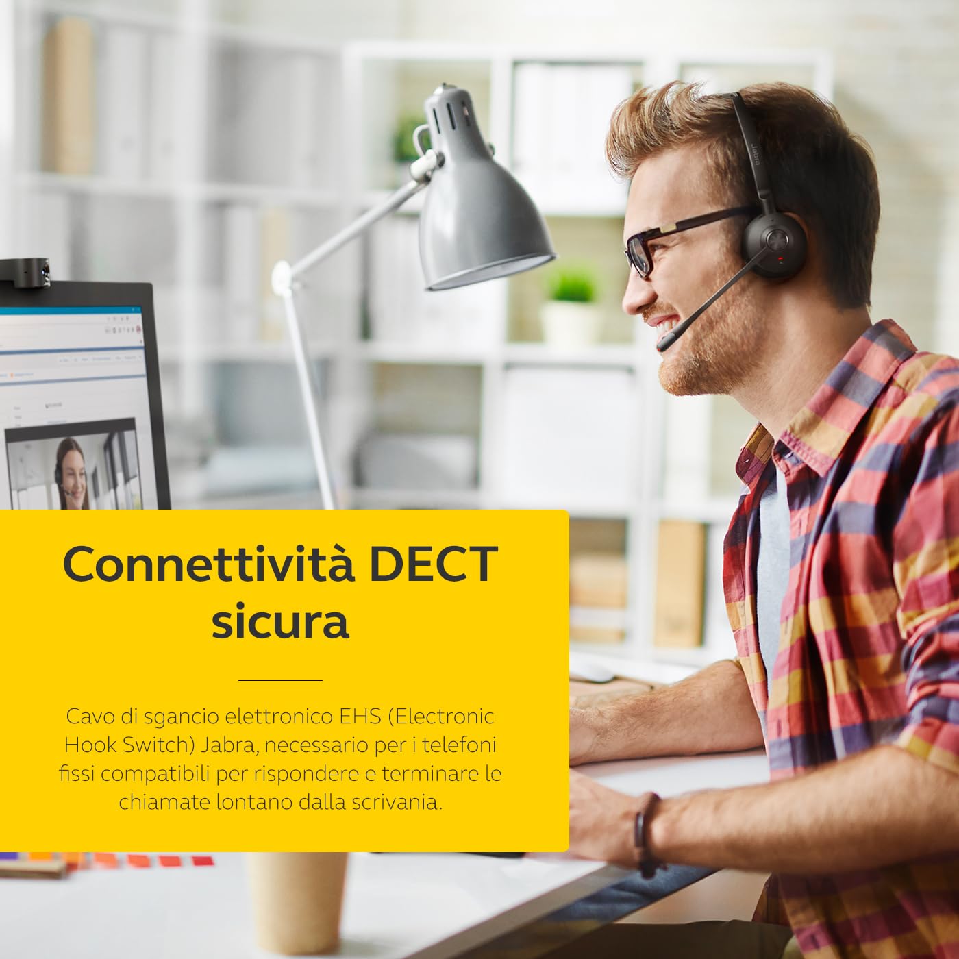 Jabra Engage 65 SE Stereo Wireless Headset Chiamate professionali, DECT Security, batteria da 13 ore, comfort per tutto il giorno con base, alimentatore, cavo USB-C, certificato Microsoft