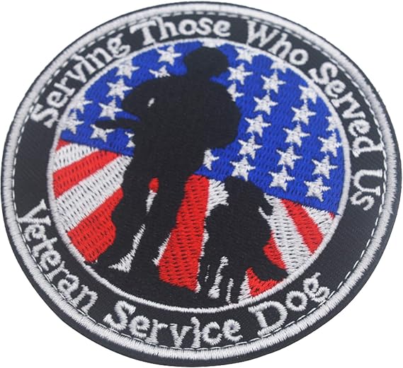 Veterans Service Dog Serving Those Who Served Us Vest/Harness Military Tactical Morale Badge Emblem Embroidered Fastener Hook Loop Patch For Dogs & Pets 3.15 Inch Diameter 2 Pieces