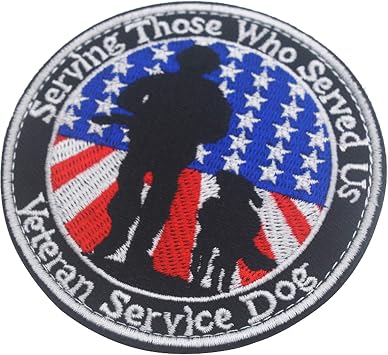 Veterans Service Dog Serving Those Who Served Us Vest/Harness Military Tactical Morale Badge Emblem Embroidered Fastener Hook Loop Patch For Dogs & Pets 3.15 Inch Diameter 2 Pieces