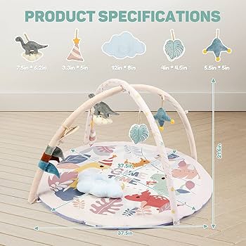 Amazon.co.jp: TCBunny ベビージム プレイマット 恐竜デザイン