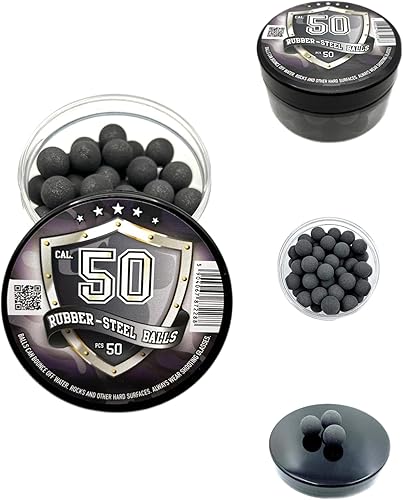 50 bolas de acero de goma dura de alta calidad, 0.10 oz, proyectiles reutilizables pesados, bolas de paintballs para entrenamiento en el hogar y