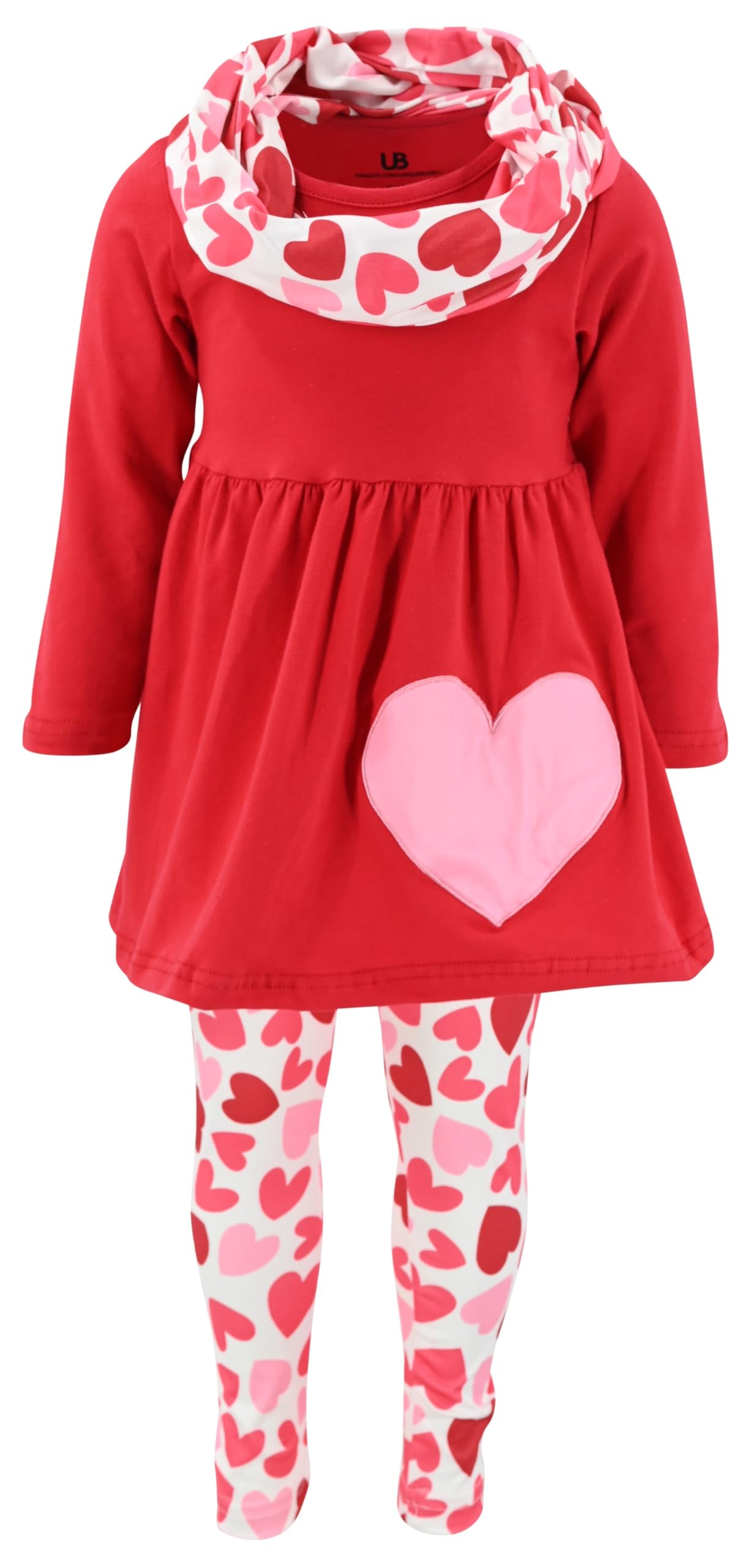Unique Baby Girls Kids Toddler 3pc Outfit Set Long Sleeve Soft Knit Tunic Top Leggings and Scarf
