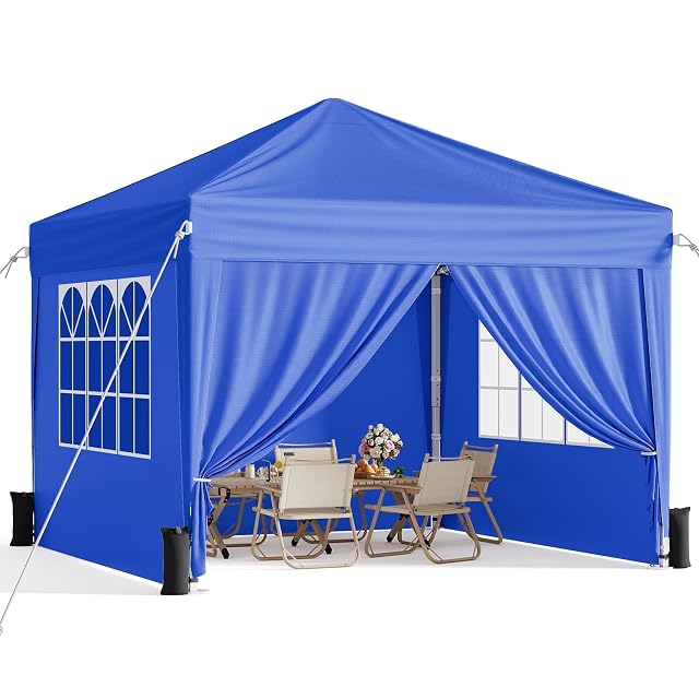 10x10 Pop Up Canopy with Sidewalls Instant Portable Canopy Tent with Carry Bag for Commercial Events Camping Parties