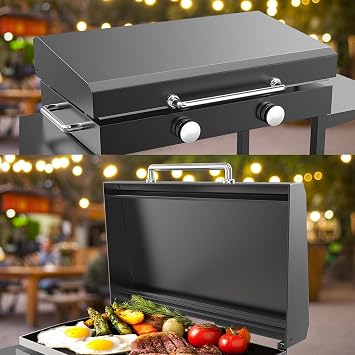 Upgraded Hinged Lid for Blackstone Griddle 28 inch, 1517 1853 1605 1803 1839 1856 1924 1983 2094 2145 2137 5003, Hard Cover Hood for Blackstone Griddle Accessories