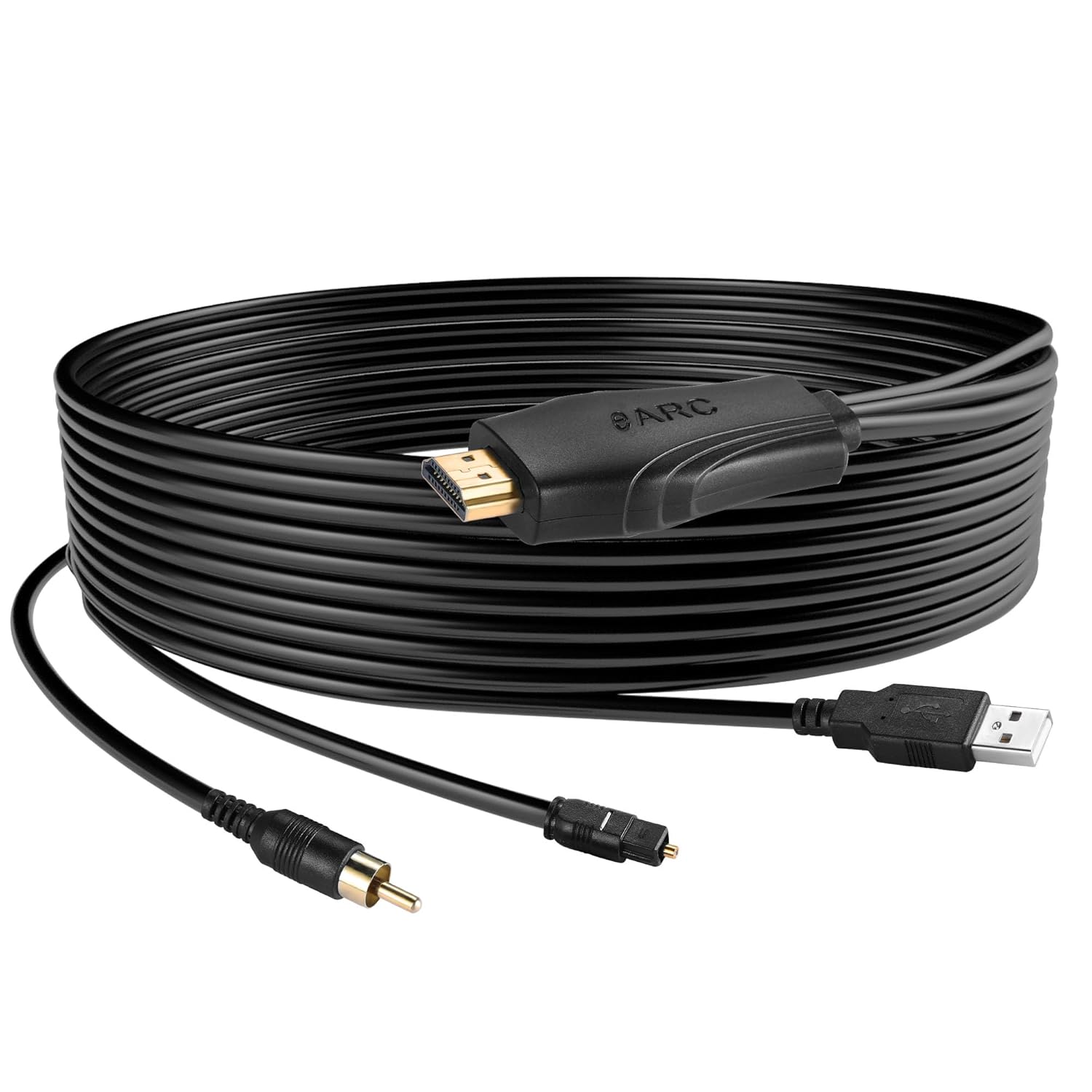 192KHz HDMI eARC/ARC to Optical Coaxial SPDIF Audio Converter for TV to Soundbar, Plug & Play ARC Audio Cable Extractor Adapter for Home Theater Support PCM2.0 with CEC Volume Control-4.9ft/1.5m Long