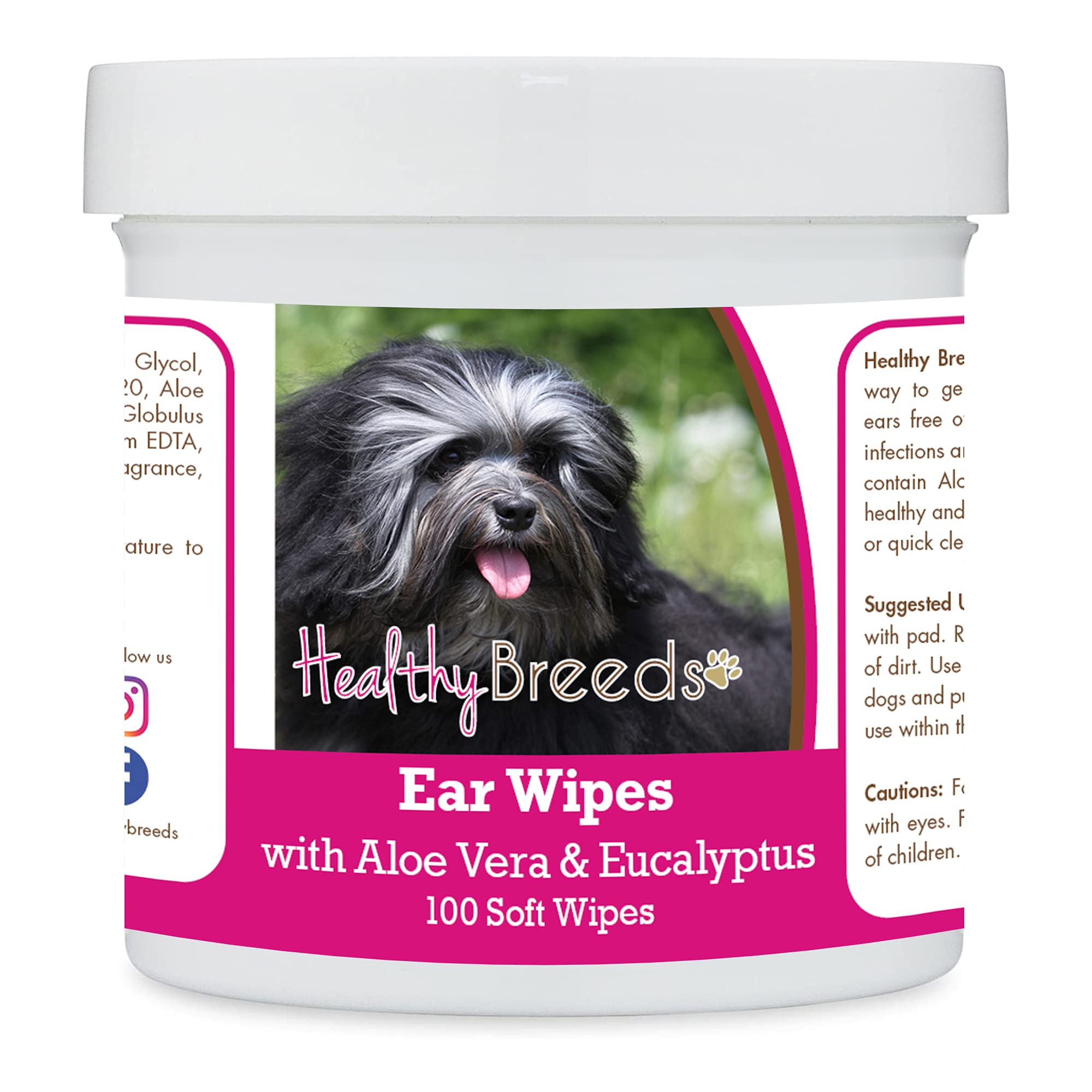 Healthy Breeds Lowchen Ear Cleaning Wipes with Aloe &amp; Eucalyptus for Dogs 100 Count