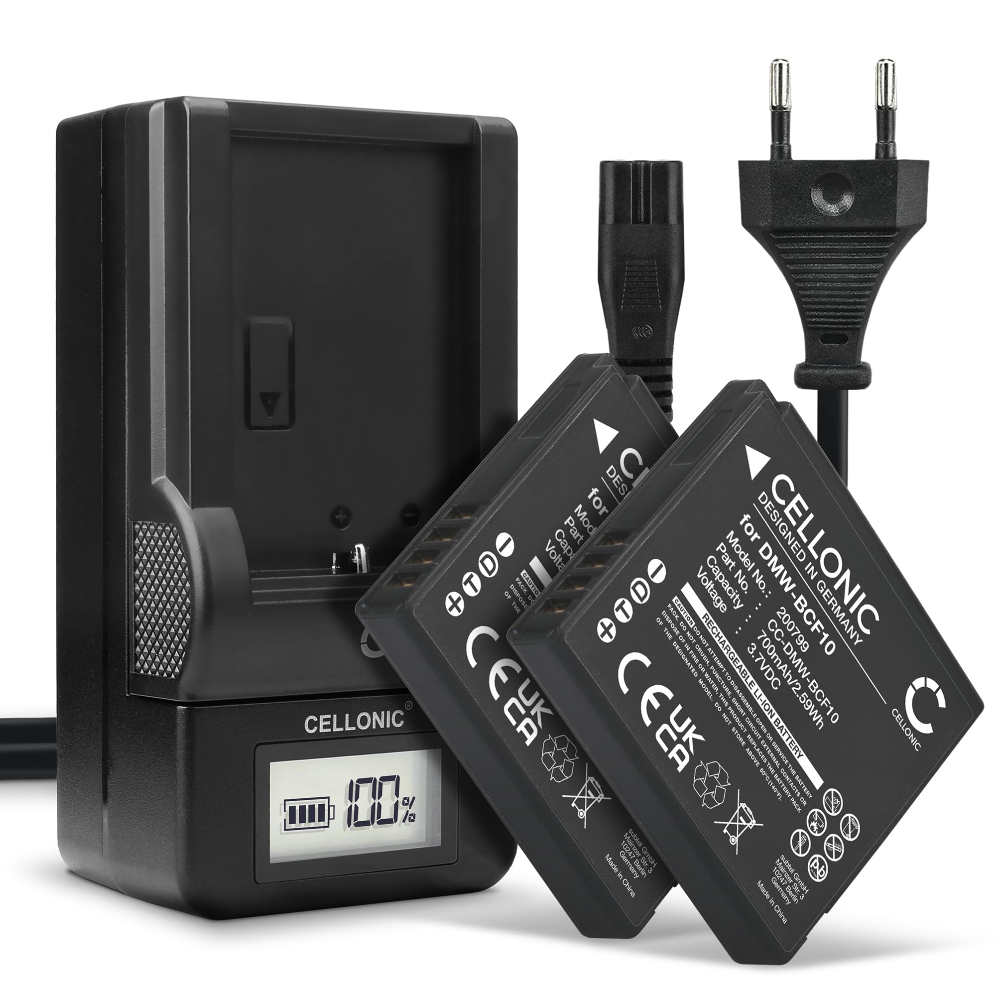 Caricabatteria (Auto/Corrente) per Panasonic DMW-BCK7 / Lumix DMC-FH, FP, FS, FT, FX...- vedi lista
