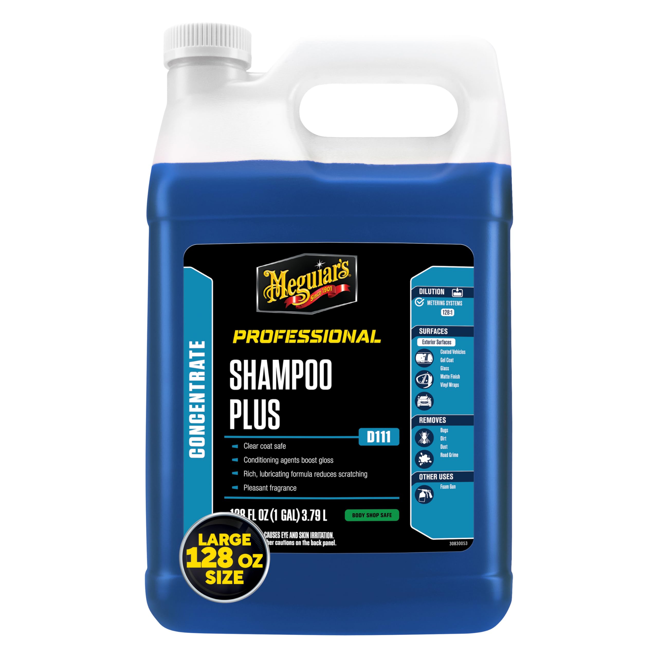 Meguiar's D1111 Shampoo Plus – Car Wash Soap Gently Cleans Without Swirling or Scratching, Car Wash Foam Soap Effectively Lifts Dirt and Grime Leaving Car Slick To The Touch – 1 Gallon