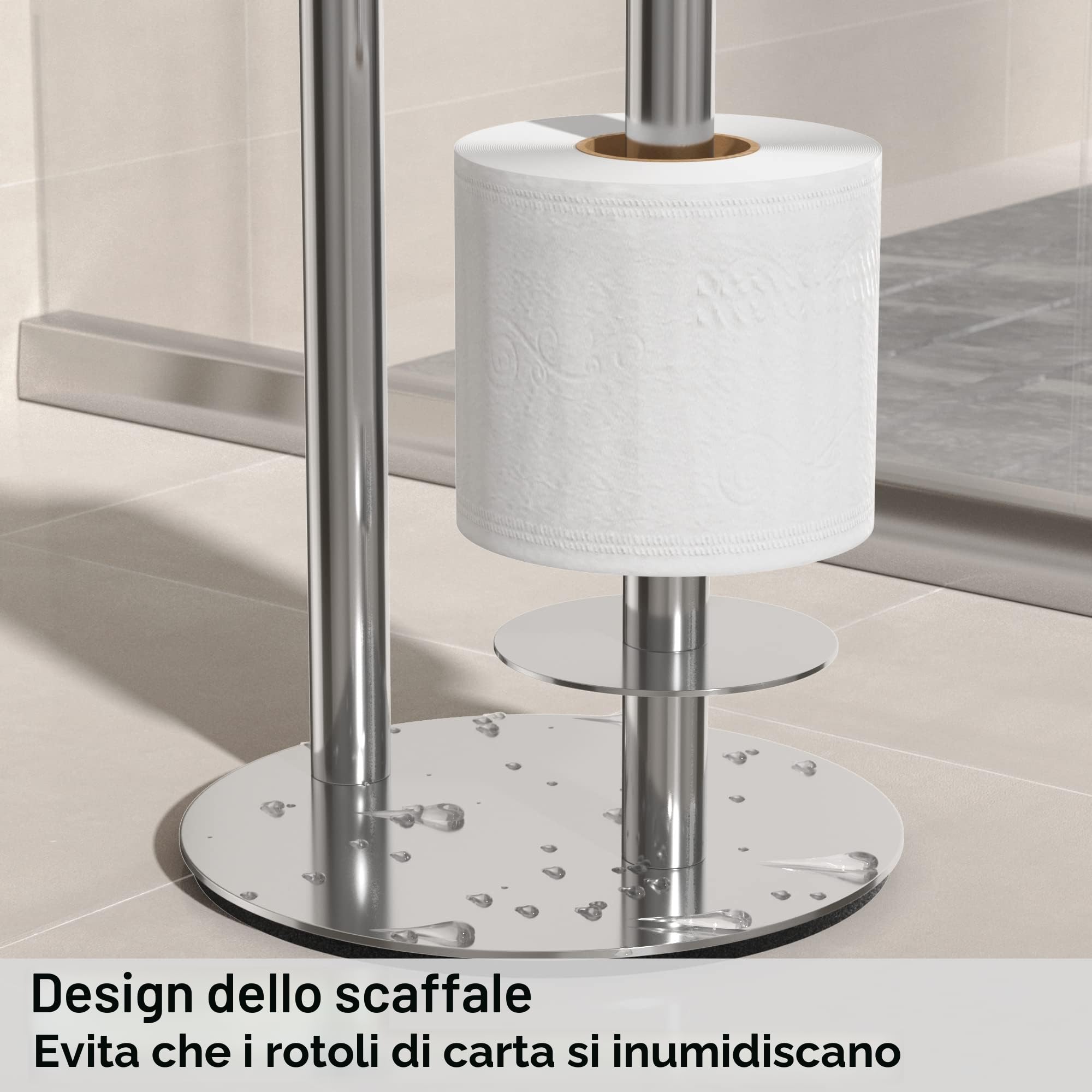 Porta carta igienica in acciaio inox e dispenser per 3 rotoli di carta, accessori da bagno