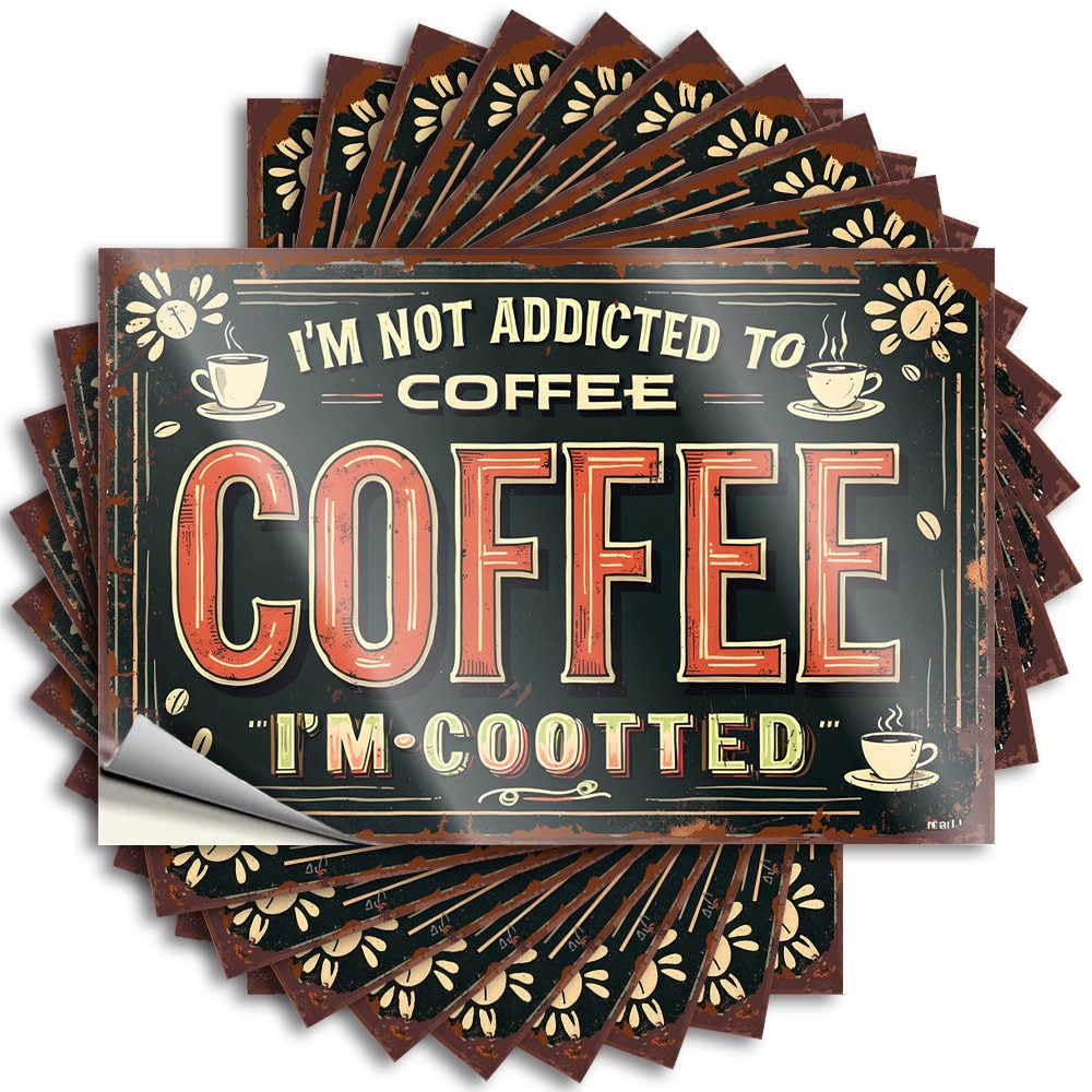 Lettering Sticker Grunge Alcohol Rock Bumper Addicted to Coffee: A Humorous Take On Caffeine Dependence - Scratch Resistant Stickers(8X12CM)