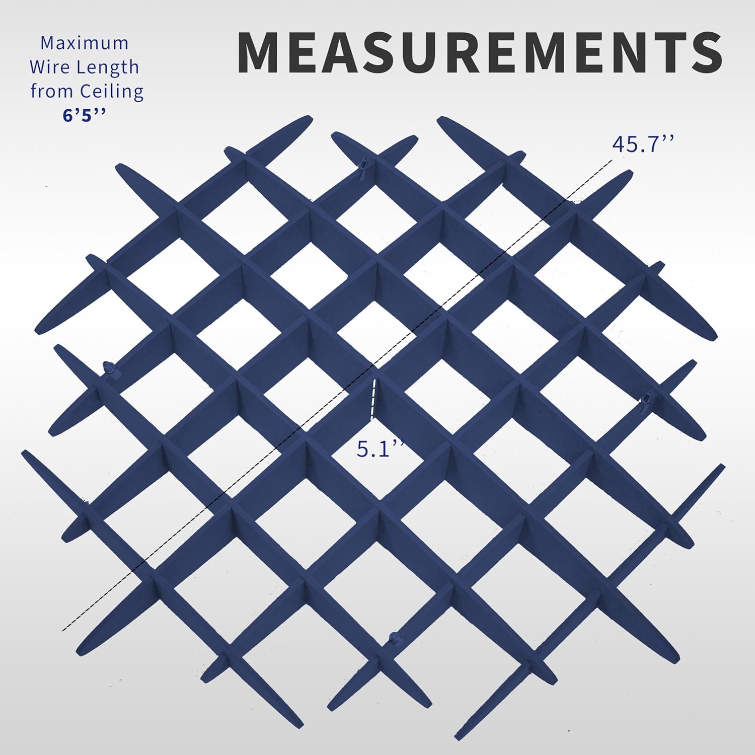 VIVO Acoustic Ceiling Waffle Panel, Hexagonal Hanging Sound Absorber, Modern Noise Reduction Chandelier, Navy Blue, PP-CW01NB
