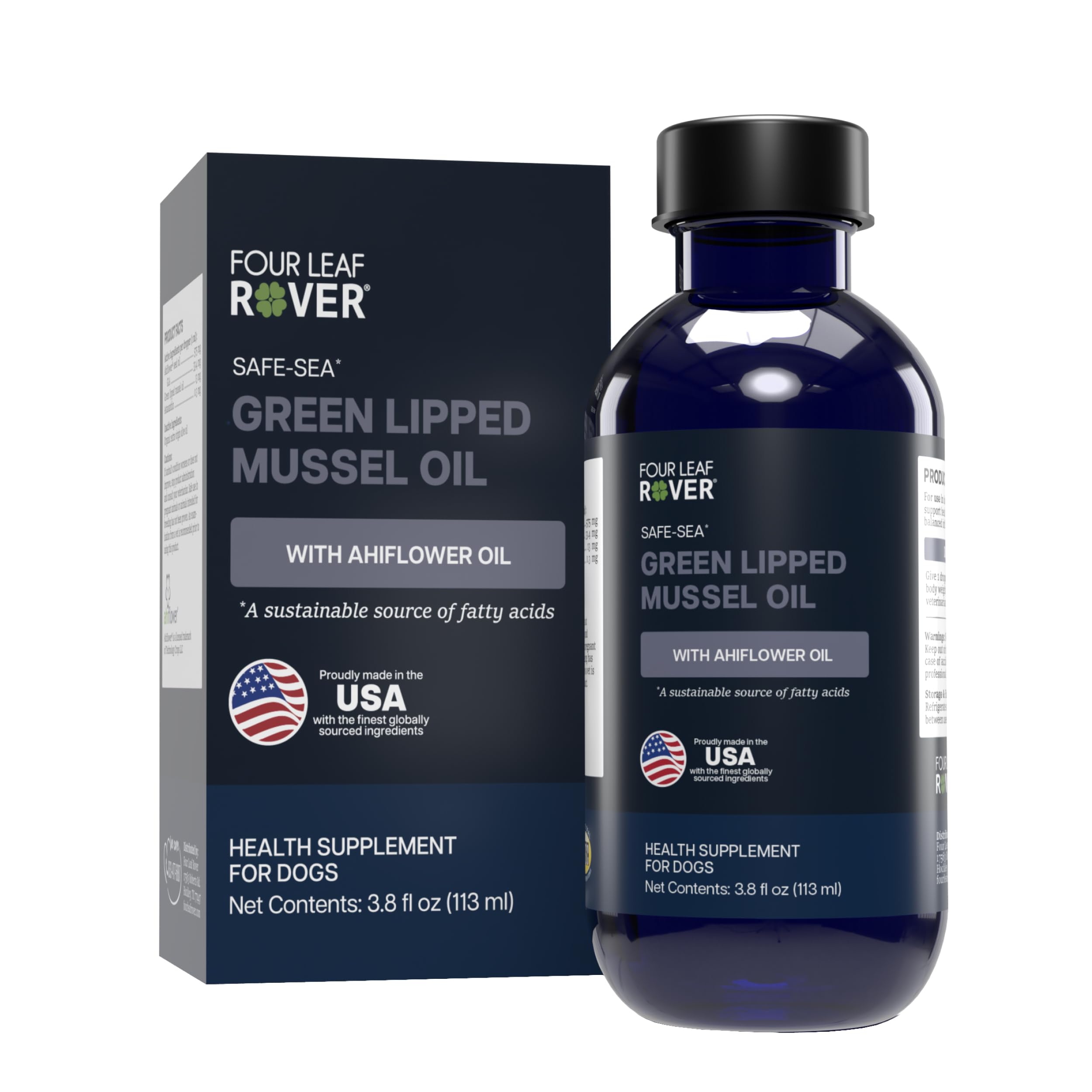 FOUR LEAF ROVER Safe-Sea - Green Lipped Mussels for Dogs with Ahiflower Oil and Astaxanthin - Sustainable Alternative to Fish Oil - for Healthy Skin & Joints - Veterinarian Formulated