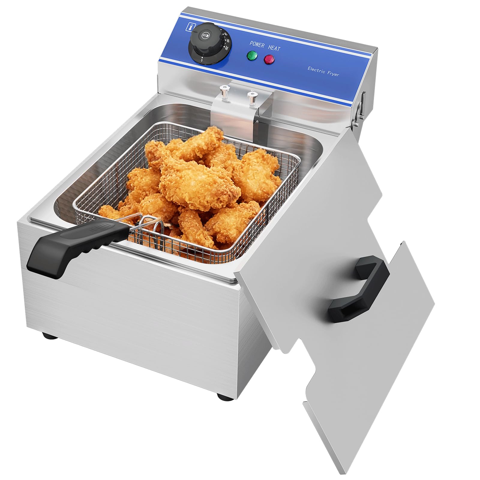 10L Profi Elektro Fritteuse Friteuse Gastro, Max Ölkapazität 6L | Elektrische Fritteuse mit Korb 3000W, Edelstahl elektrische Fritteuse mit Öl, Maximale Ölkapazität 6L, Thermostat 60–200 °C
