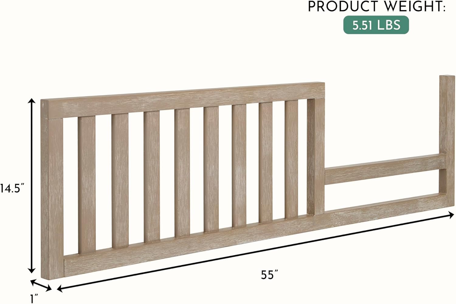 Evolur Toddler Guard Rail Conversion Kit, Designed and Tested Full Size Cribs, Durable Hardwood Build Safety Rail, Easy Assembly, Converts Crib into a Toddler Bed - Sienna