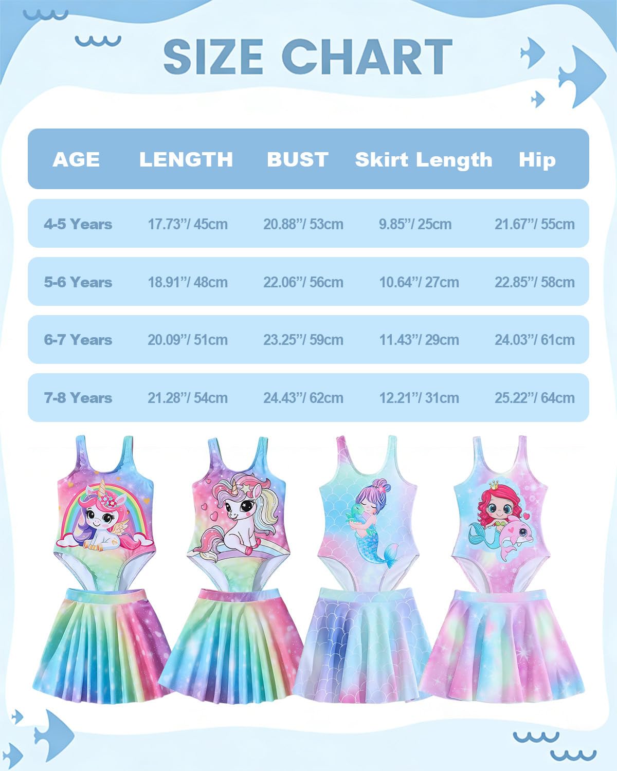 Traje de baño de dos piezas para niñas 4-8 años DivingBirds