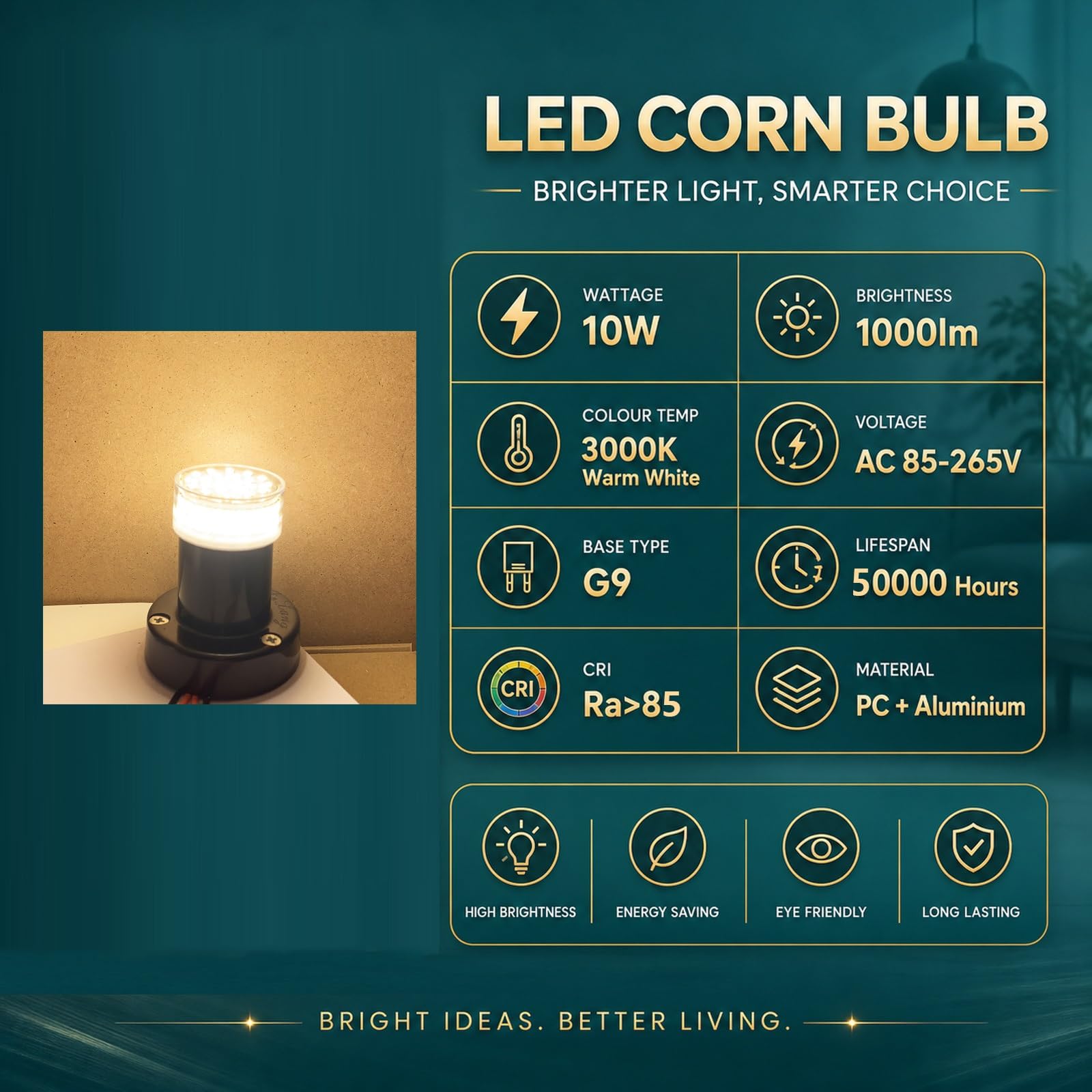 Bombilla LED G9 10W Pack de 6, 3000K Luz Cálida, Reemplaza 100W Halógena, CRI>85, Sin Parpadeo, No Regulable, Adecuada para Plafones y Lámparas Colgantes