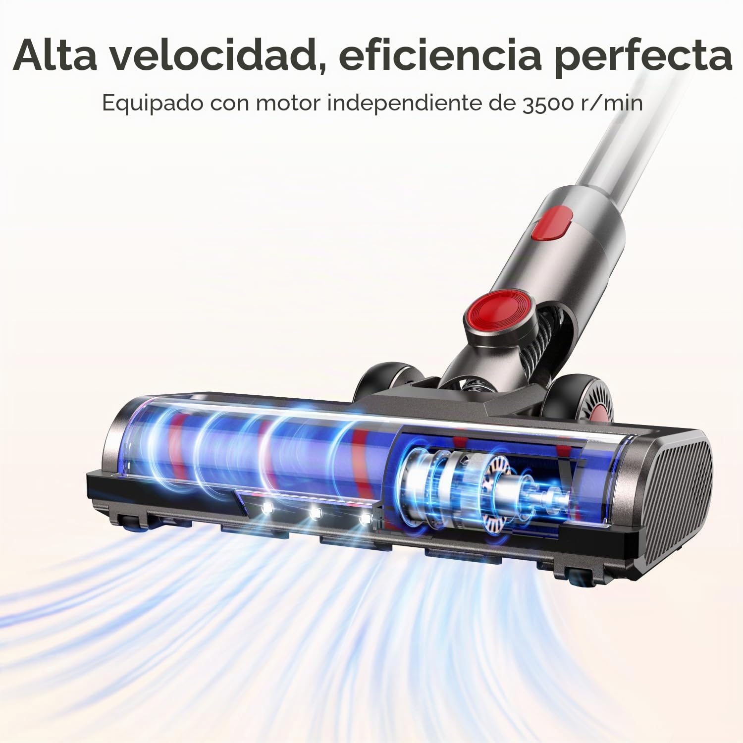 Cepillo Compatible con V7 V8 V10 V11 V15 SV10 SV11 SV12 Aspiradoras – Cepillo de Repuesto Giratorio 180° con luz LED, Rodillo Suave + Rodillo Duro, Apto para Suelos Duros, alfombras y moquetas
