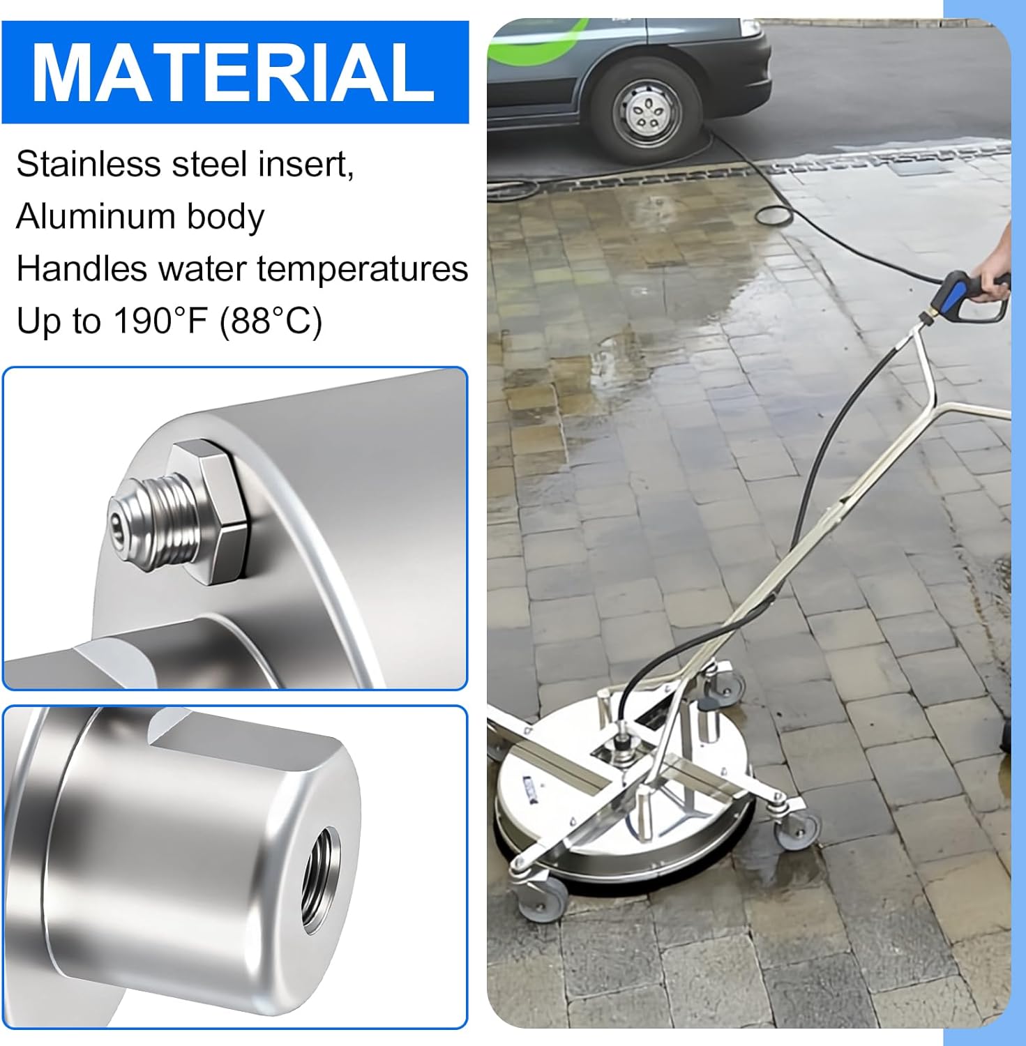 Washer Replacement Rotary Swivel Head Fit for BE Whirl-A-Way 16 in, 20 in, 22in, 24 in, 30in Surface Cleaner, Surface Cleaner Swivel Head Replace Part 85.790.004，8 GPM，4000 PSI