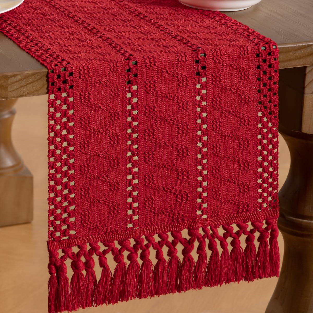 Chemin de table de Noël rouge 152 cm, l'accessoire textile idéal à offrir