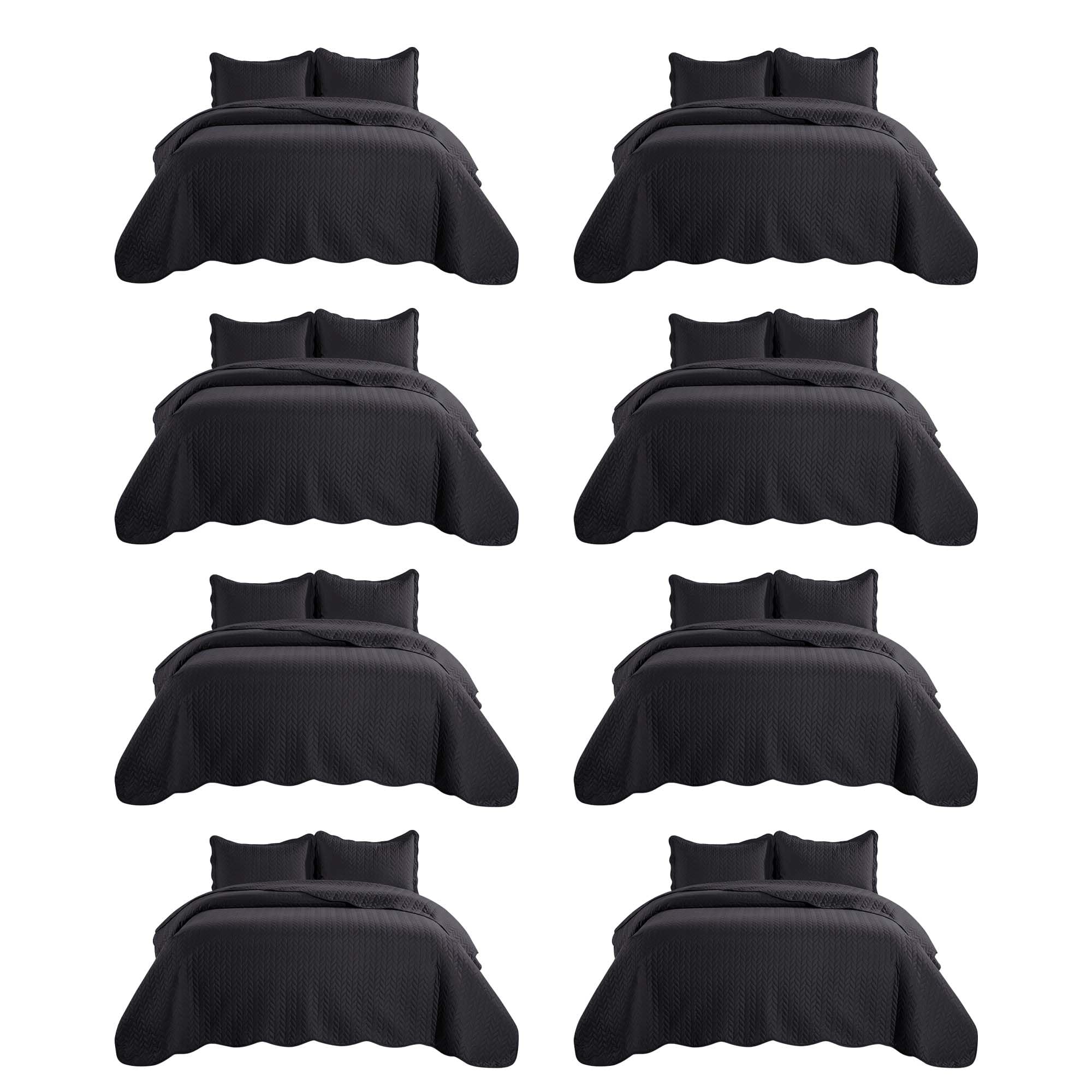 IR Imperial Rooms California King Quilt Bedspread Black Leaf 8-Pack