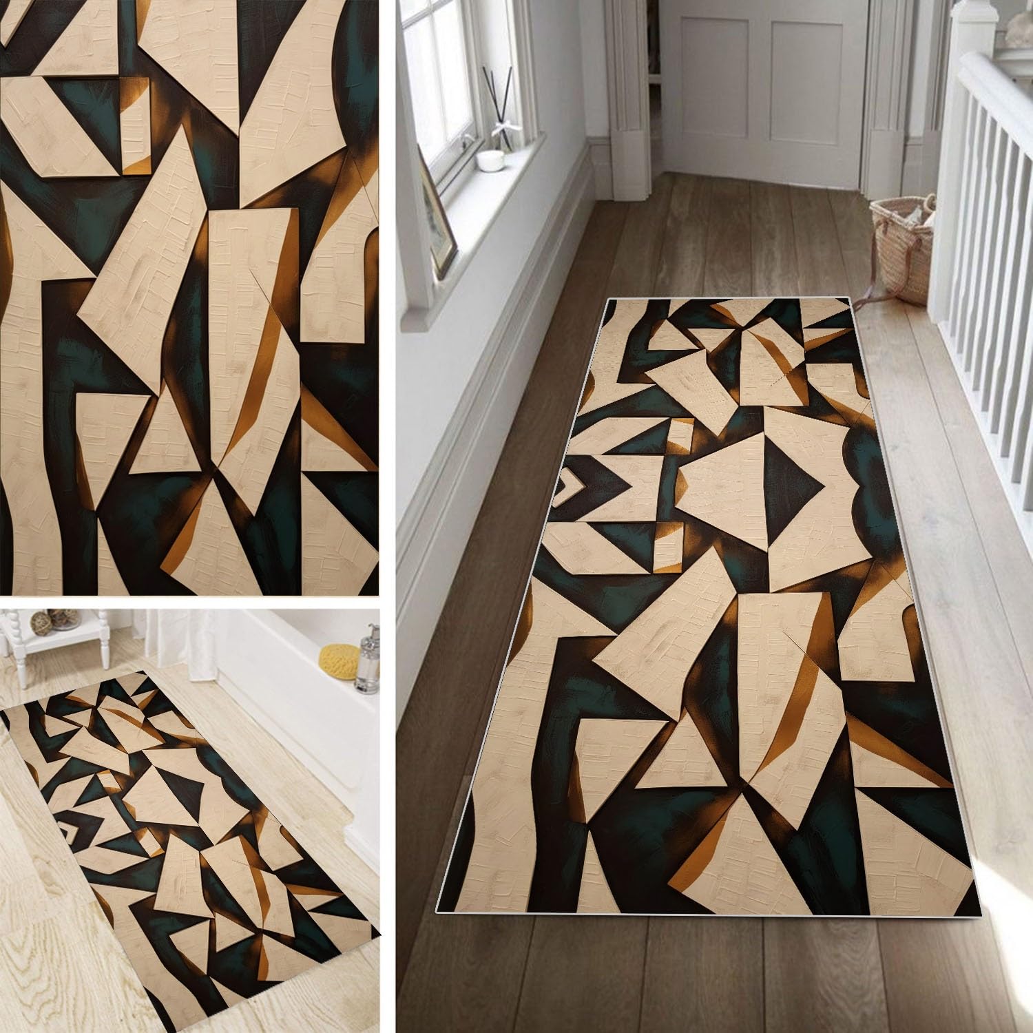 Tappeto passatoia moderno per corridoio, cucina, lavabile, antiscivolo, 70 x 130 cm, resistente, venduto al metro