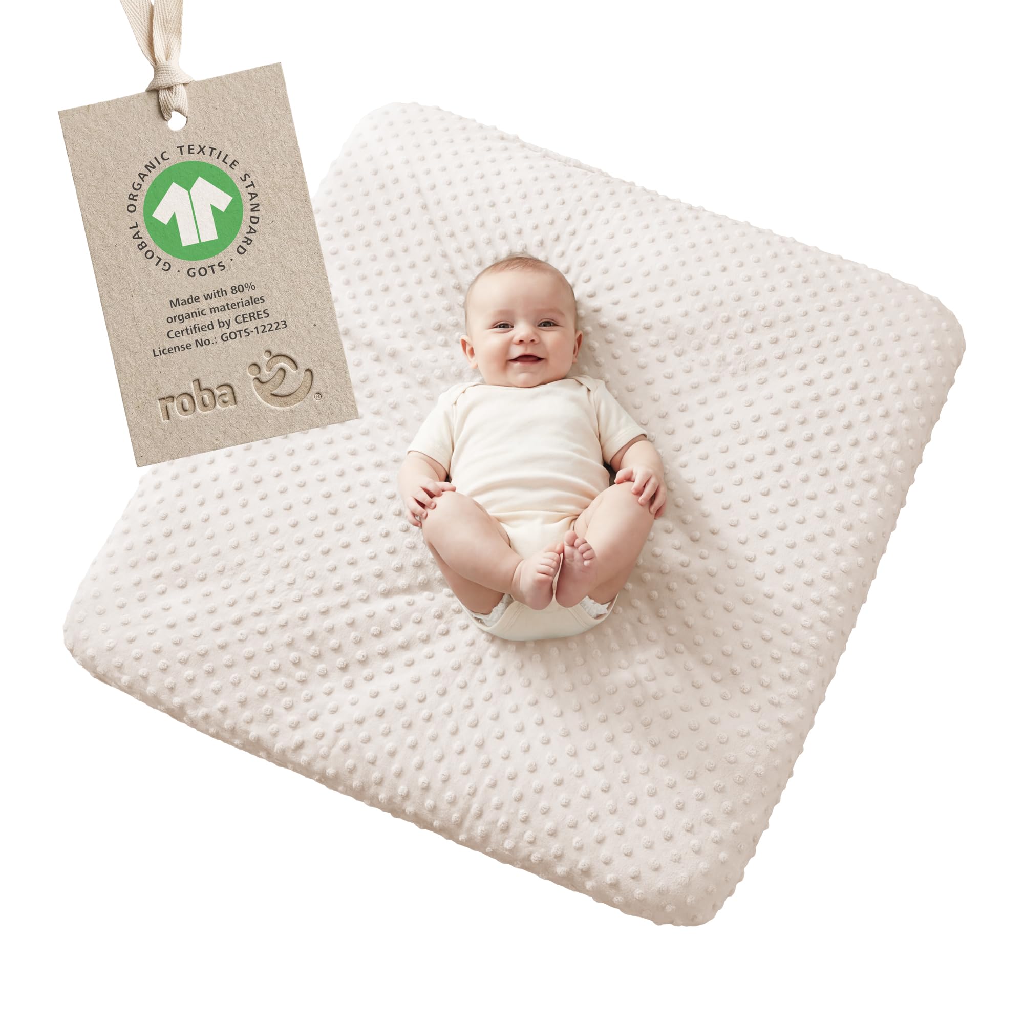 roba Coprimaterassino Fasciatoio Frosty Almond - 75 x 85 cm - Elastico - Traspirante - Morbido - Cotone BIO - Certificato GOTS e Oeko-Tex - Beige
