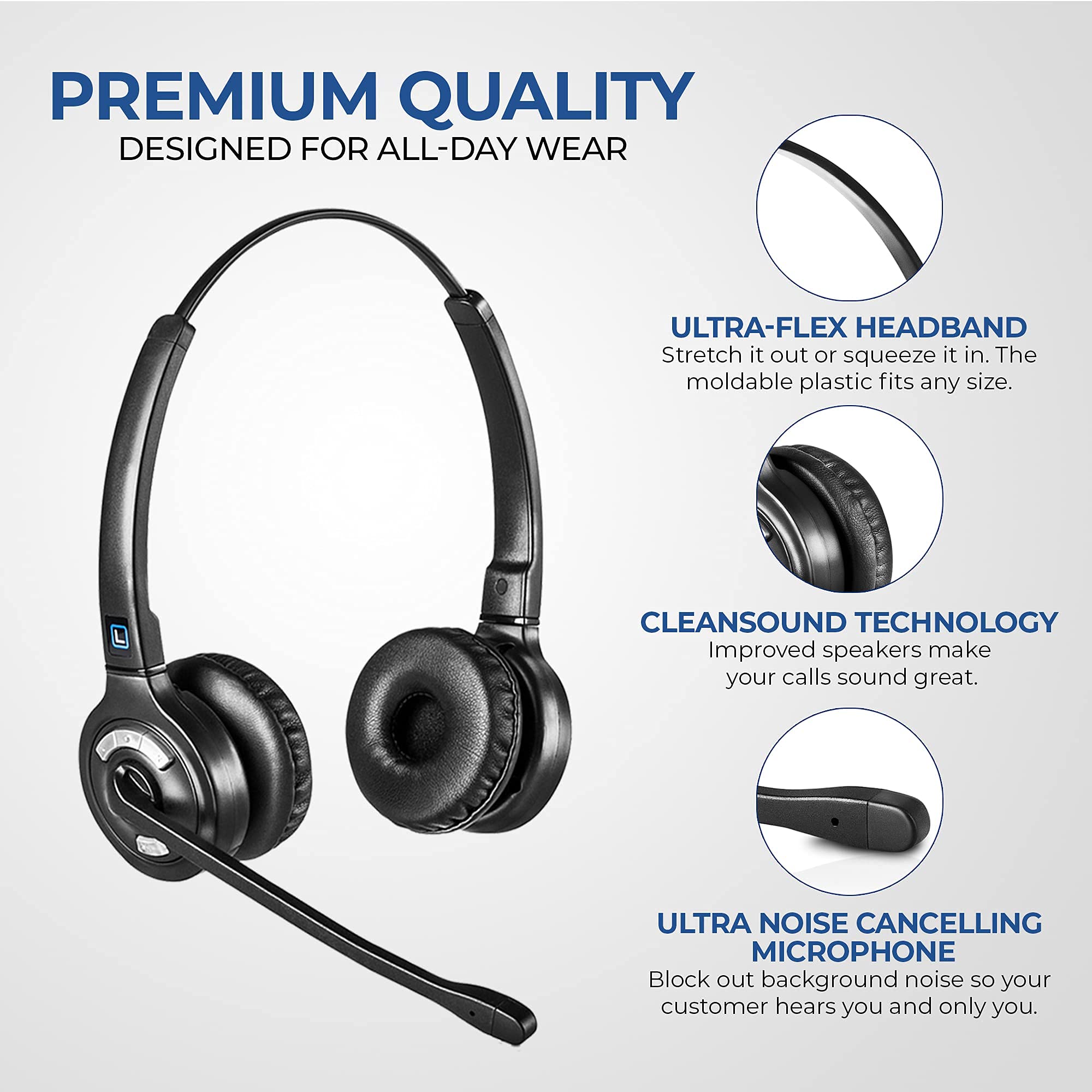 Leitner LH275 Wireless Office Headset with Microphone Computer