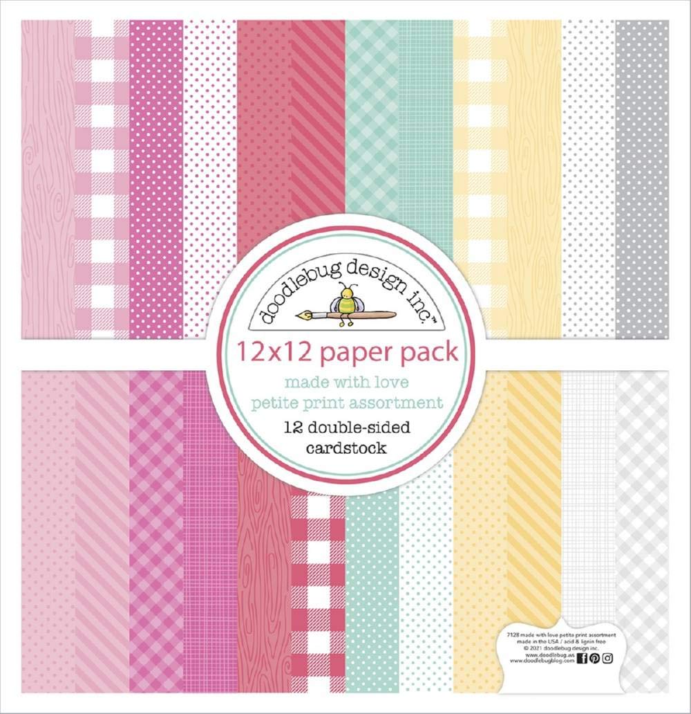 DOODLEBUGPaper Petite, Made with Love, 12 Designs/1 Each, 12-x-12-inch (7128)
