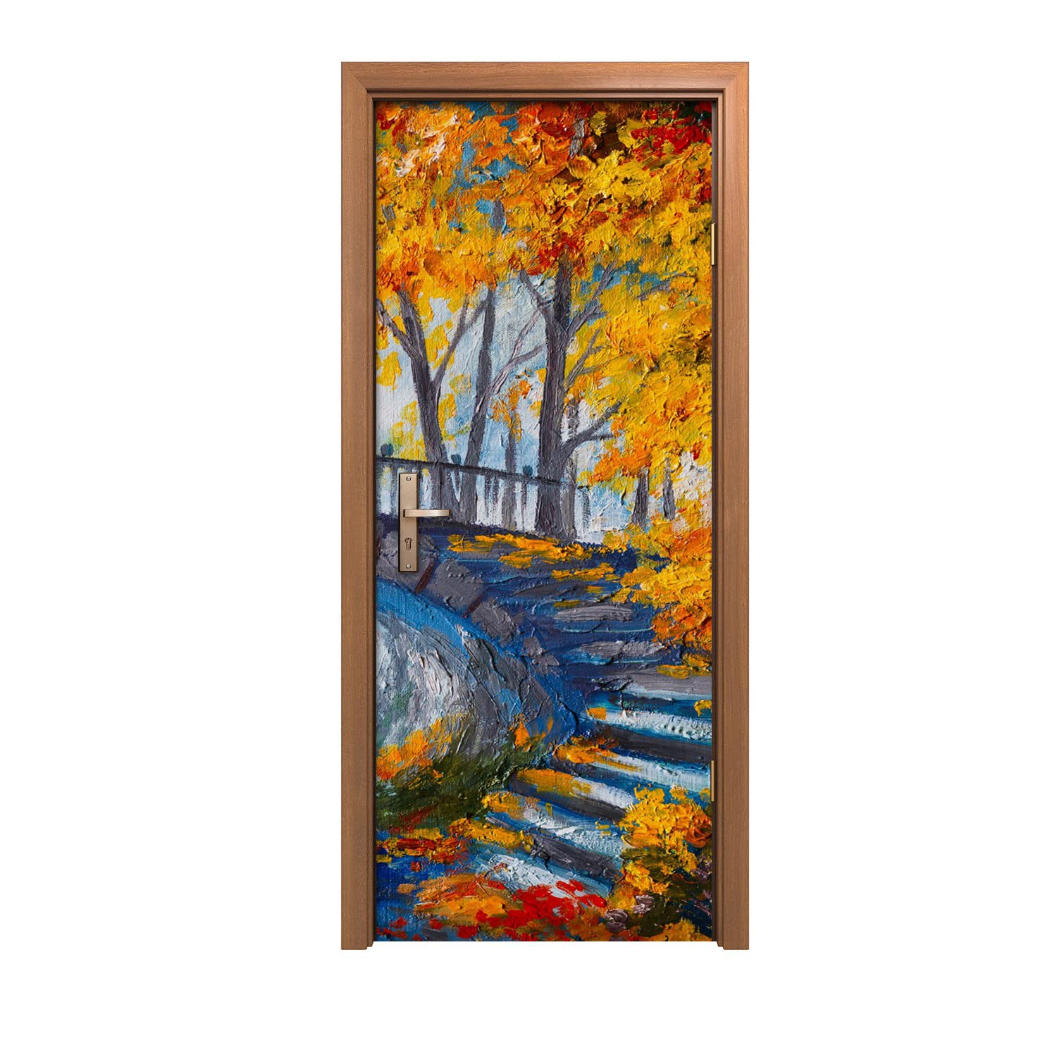 Autocollant de porte masquer les imperfections et décorer avec un paysage