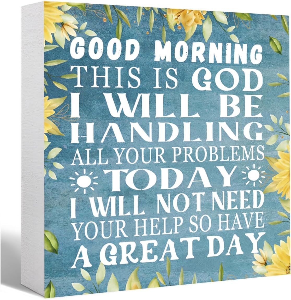 7x7 Inch Inspirational Religious Box Sign Floral Rustic Desk Decor
