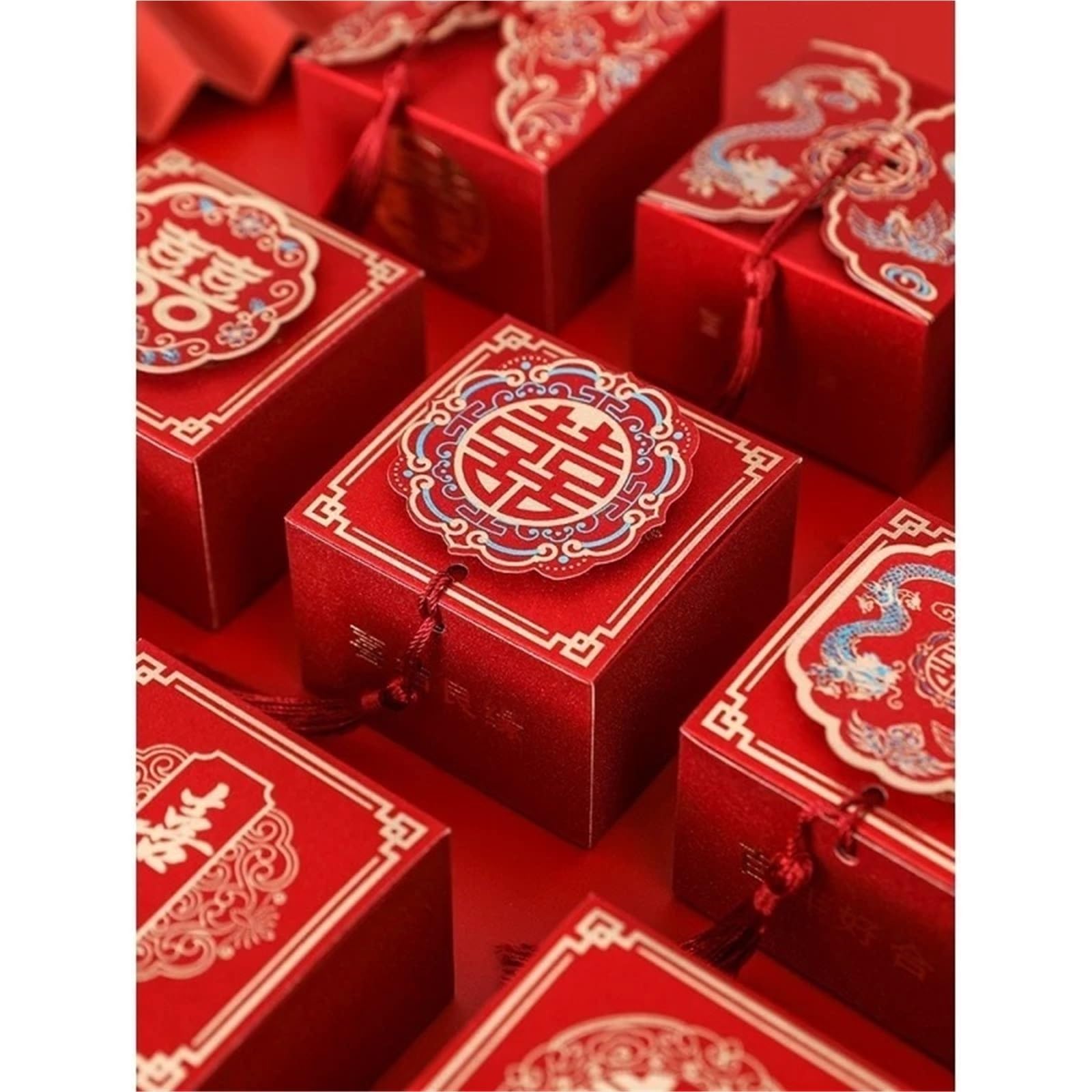 süßigkeit kasten 50pcs Chinese Style Wedding Specialty Paper Candy Box Gifts For Guests Souvenir Packaging(F,S 6.4x6.4x4.6cm)