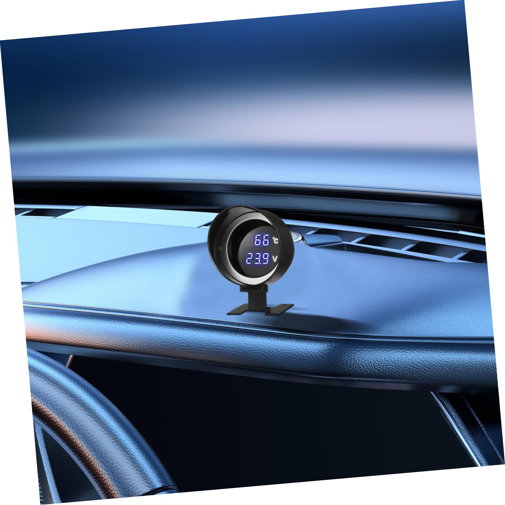 Cabilock Manometro Temperatura Acqua per Auto con Adattatore per Veicoli Calibro Digitale Rotondo con Doppio Monitoraggio e Installazione Facile in Lega di Alluminio e Plastico