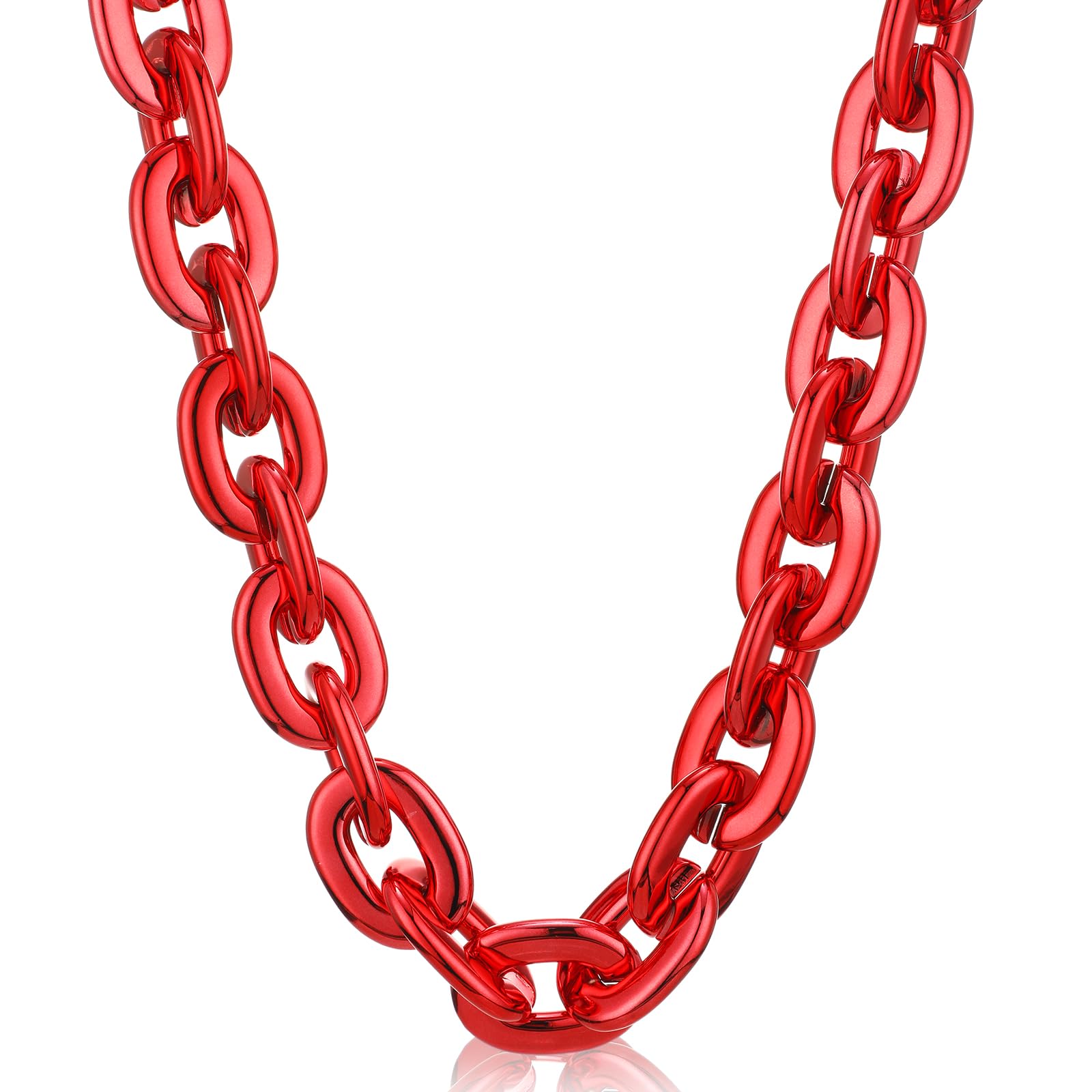 Remuuly Plastic Chain Necklace Chunky Big Fake Necklace Hip Hop Rapper Giant Turnover Chain Costume for Halloween