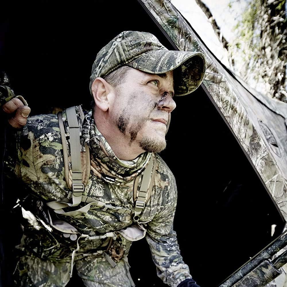 AMERISTEP Element Hub-Style Durable Noise-Free Hunting Ground Blind with Shoot-Through Mesh Windows & Gun Ports | 3 Hunters Concealment | Mossy Oak Break Up Country Camo | Easy Setup & Takedown