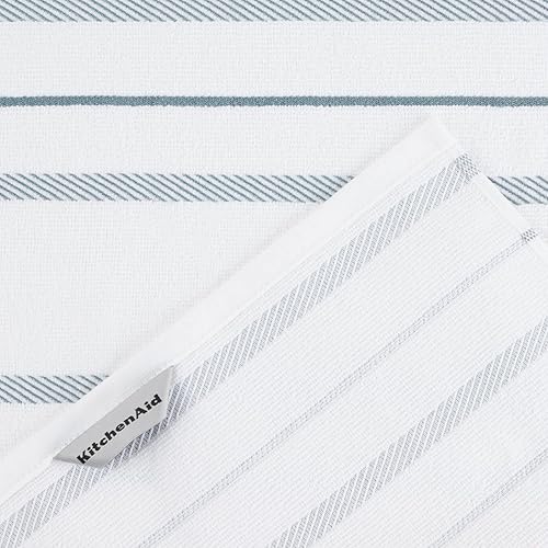 Vista 92 de KitchenAid Albany - Juego de 4 toallas de cocina, aguamarina/blanco, 16 x 26 pulgadas Aqua