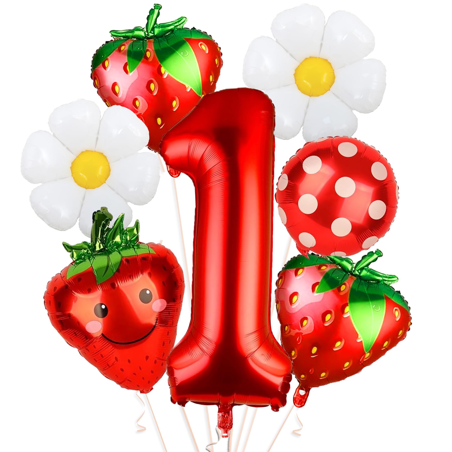 Photo 1 of NANAGALI 7Pcs Berry First Party Decorations, 40" Red One Balloon
