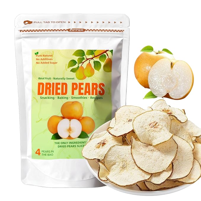Dried Pear Slices Dehydrated Pear Slices Bulk 4.23oz/120g - Dried Fruits No Sugar Added, All Natural Vegan. Dried Pears for Tea, Cocktails, Baking, Crafts Decor & Healthy Snacks, Resealable Bag