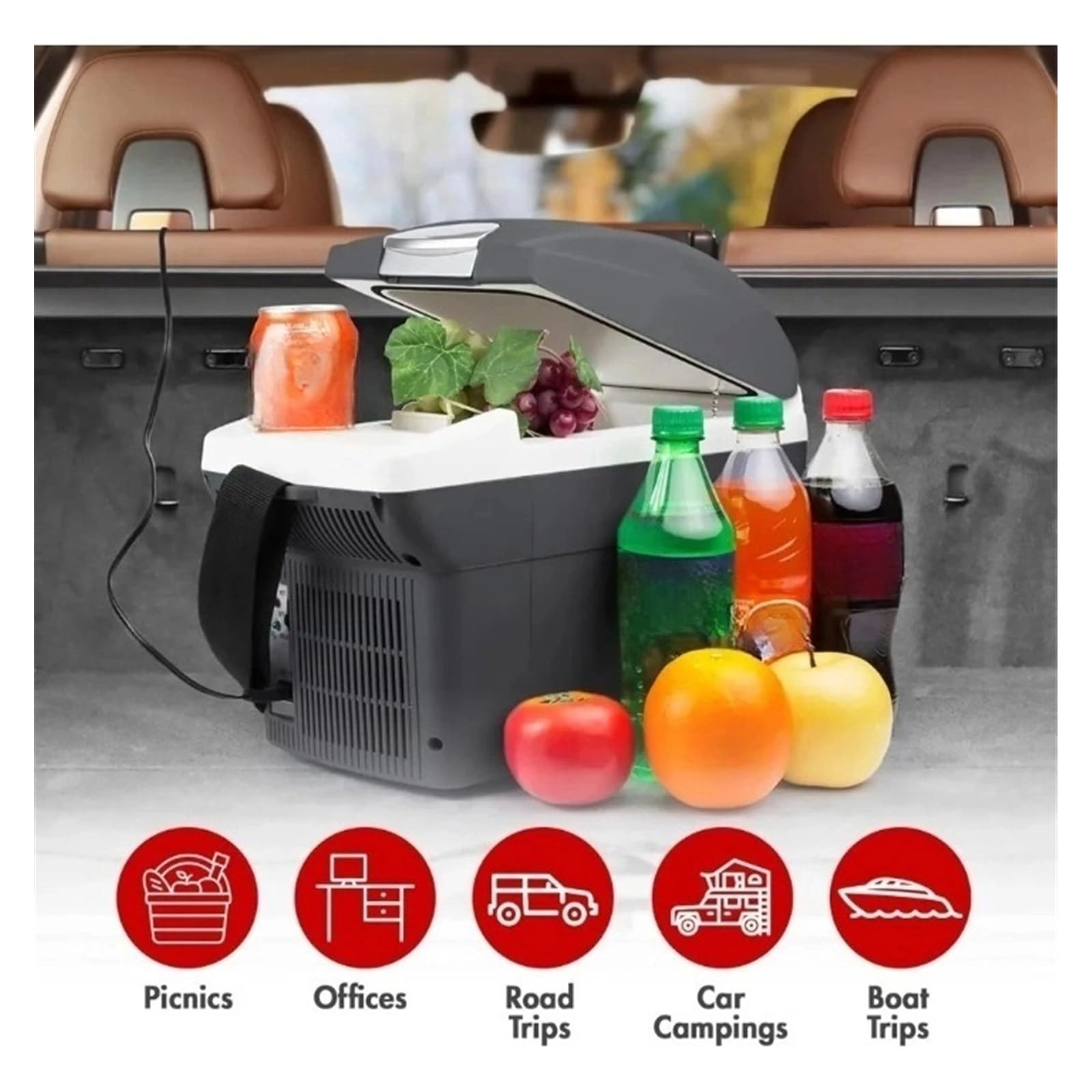 Refrigerador termoeléctrico Personal de 12 V y 6 Cuartos de galón, Capacidad de 6 litros, portátil, con 12/24 V CC, pequeño for Coche y Caravana.