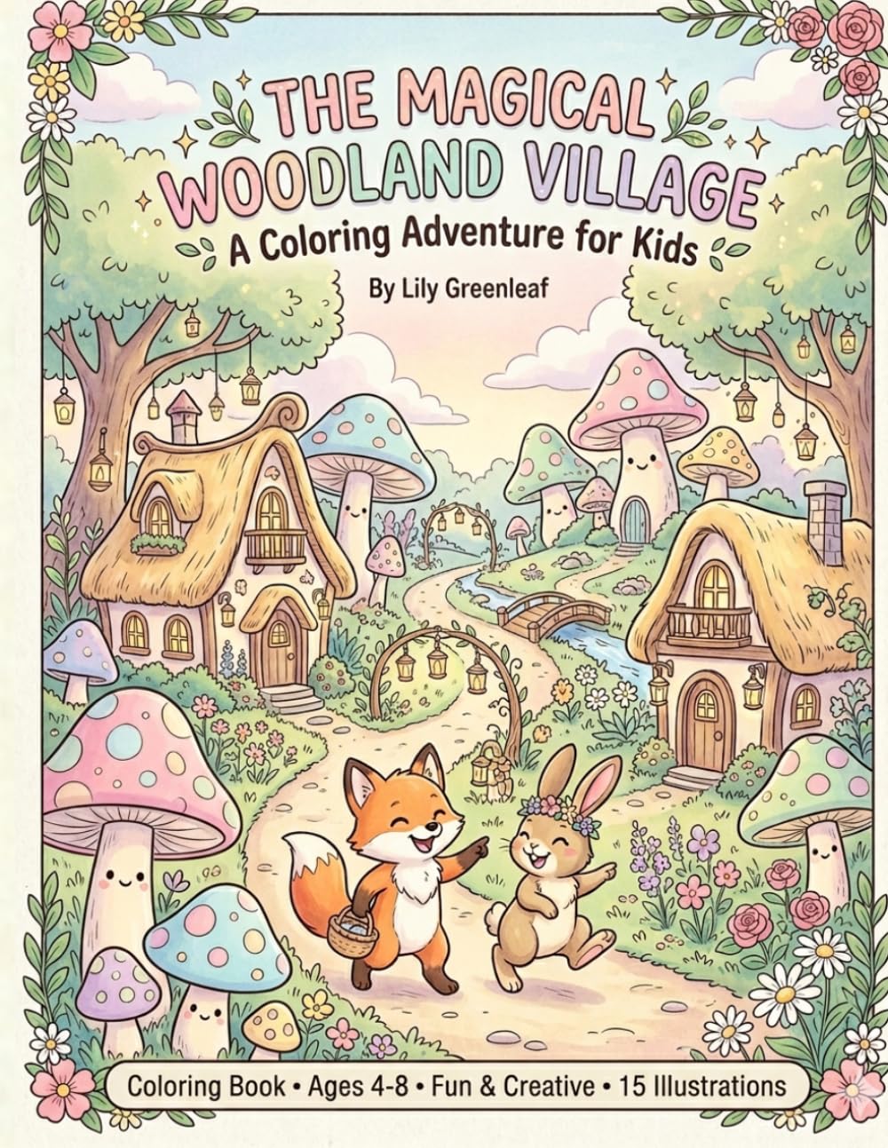 Woodland Mushroom Adventures Coloring Book for Kids Ages 4–8: Tiny Fairy Homes, Nature Scenes, and Relaxing Cute Coloring Pages for Young Artists