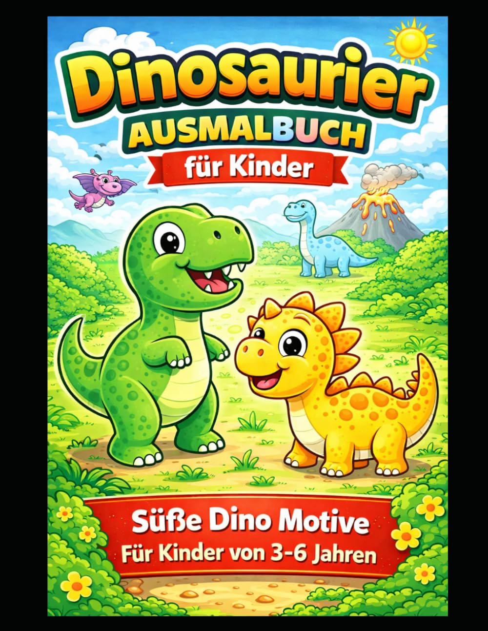 Dinosaurier Ausmalbuch für Kinder: Süße und einfache Dino Motive zum Ausmalen | Für Kinder von 3–6 Jahren