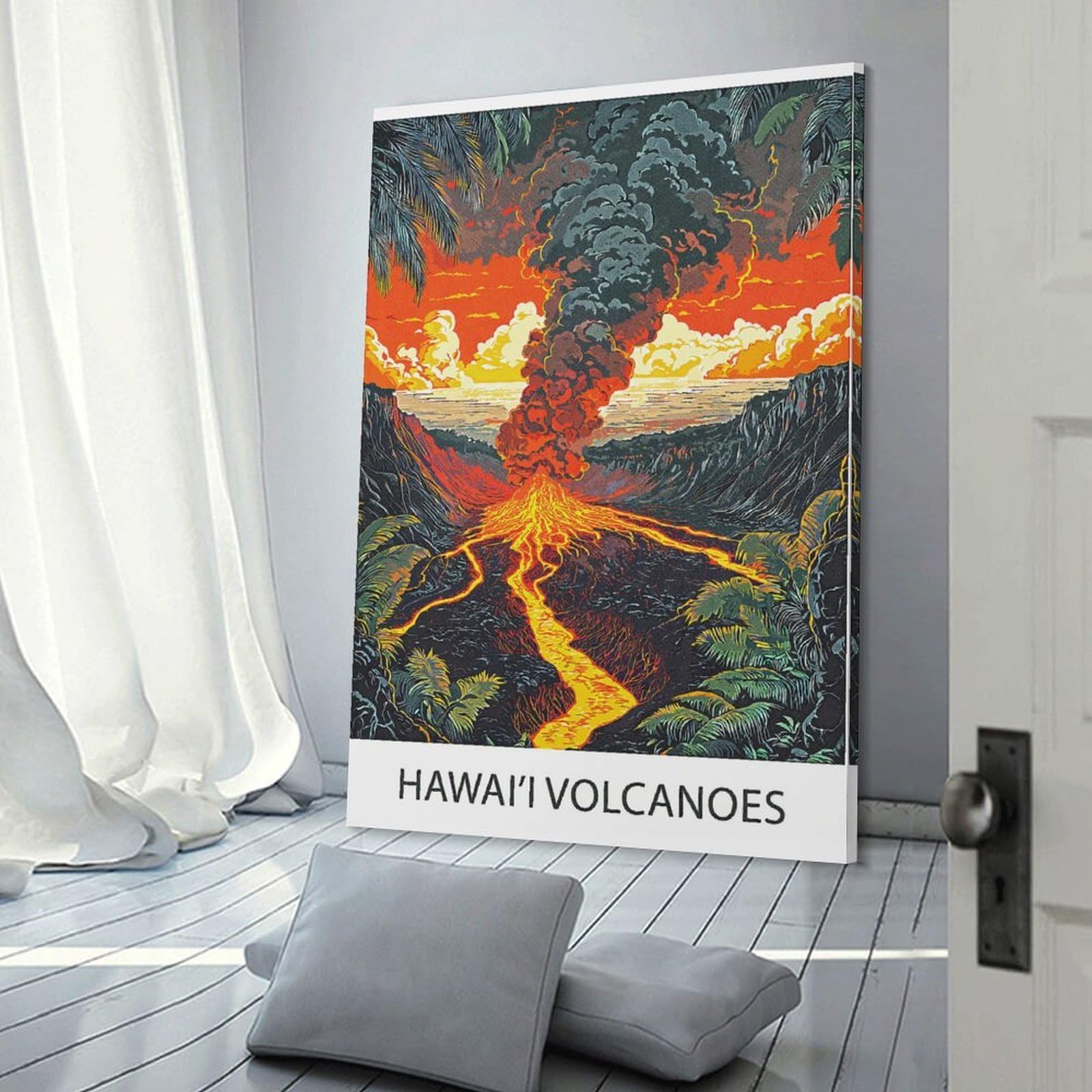 Junmoney Hawaii Volcanoes Art Print Wall Picture Print 20x30inch(50x75cm), for Corridors, Hallways Or Apartment Entries, Wall Decor to Refresh Empty Corners