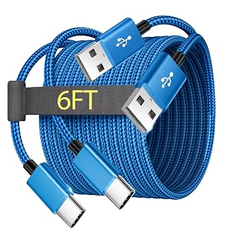 2-Pack 6FT USB C Charger Cable for Motorola Moto G Fast/G Power/G Pure/G Stylus 5G,Moto G9 G8 G7 Play Power Plus Edge X4 Z4 Z3 Z2 Play Z Droid Force One UW Fusion,Android Phone Type C Charging Cord