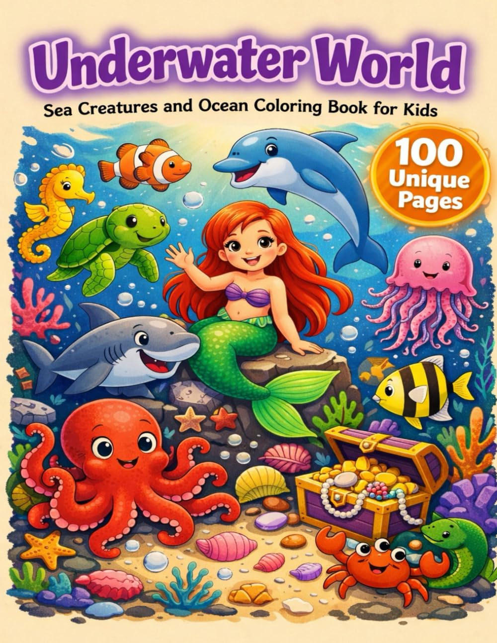 Underwater World: Sea Creatures and Ocean Coloring Book for Kids | Ages 6–8: Fun Underwater Scenes, Cute Ocean Animals, and Easy Coloring Pages for ... Sea Creatures Coloring book Series)