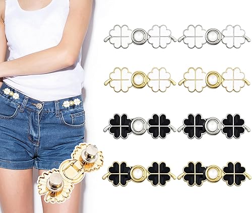 GILINICE Juego de 8 tensores de cintura para pantalones, juego de hebilla de cintura con botón de jean ajustable, no requiere costura, ajuste