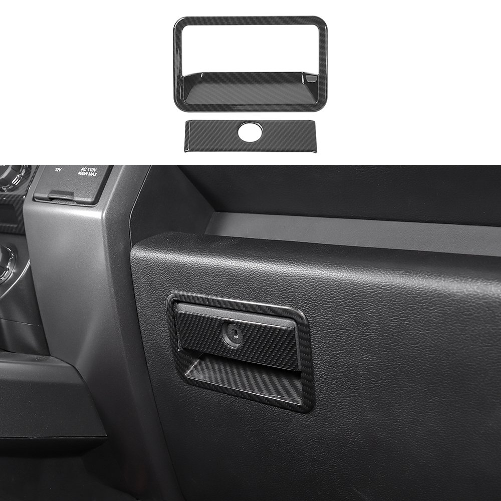 Voodonala for Ford F150 2015-2020 Carbon Fiber Black Style Co-Pilot Organizer Storage Box Control Cover for Ford F150 2015-2020 F250 F350(2Pcs,ABS)