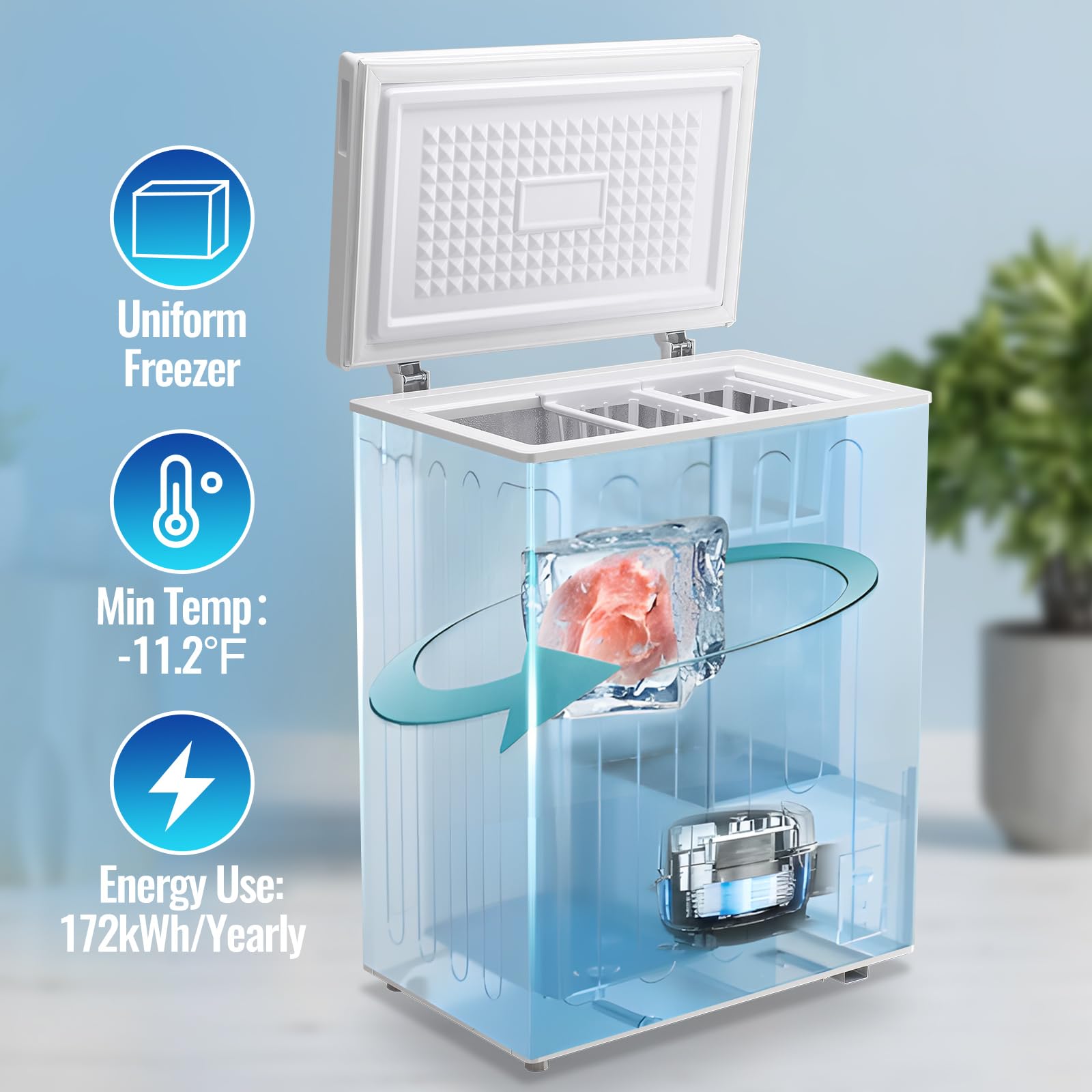 TACOOL Chest Freezr with Wheels Deep Freezer for Bulk Storage Top Open Door 2 Removable Baskets 7 Modes Temperature for Home Apartment Kitchen White on Fridge.com