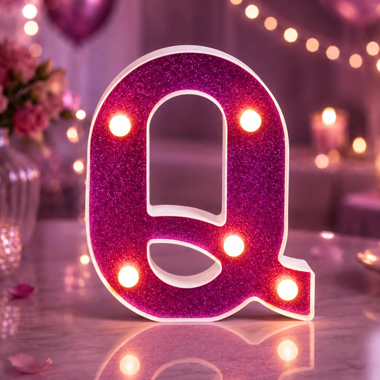 Yilnlg LED Light Up Letters, Letter Lights Q for Girls Women Party Decor