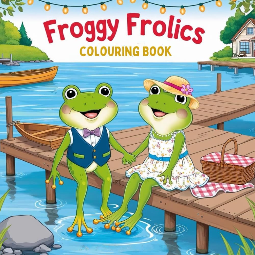 Froggy Frolics: A Whimsical Frog Adventure for Colouring Enthusiasts